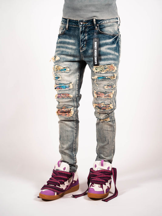 Blue Multicolor Denim