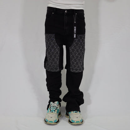 Black swarovski flare jeans