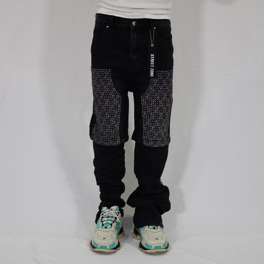 Black swarovski flare jeans