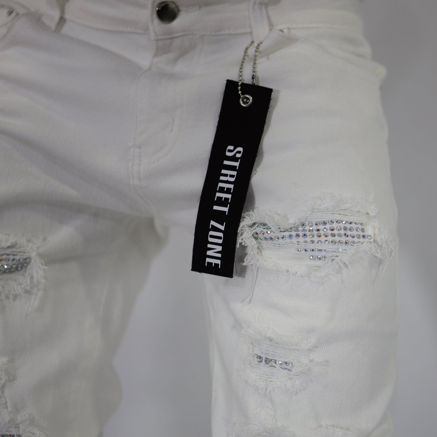 White swarovski jeans