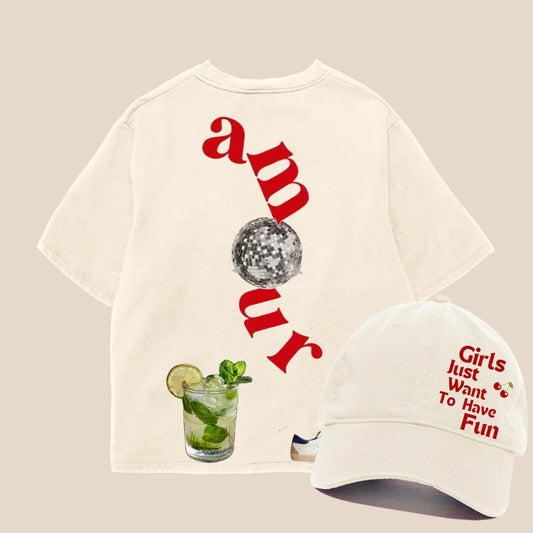 Tricou Oversized & Cap Amour Combo