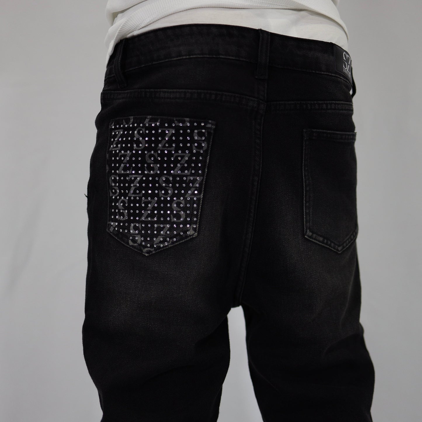 Black swarovski flare jeans