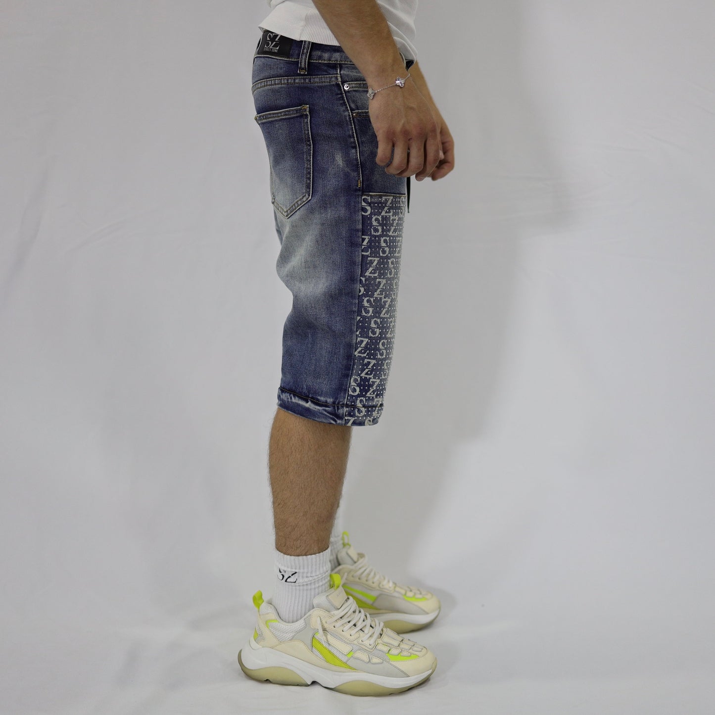 Blue swarovski flare jeans