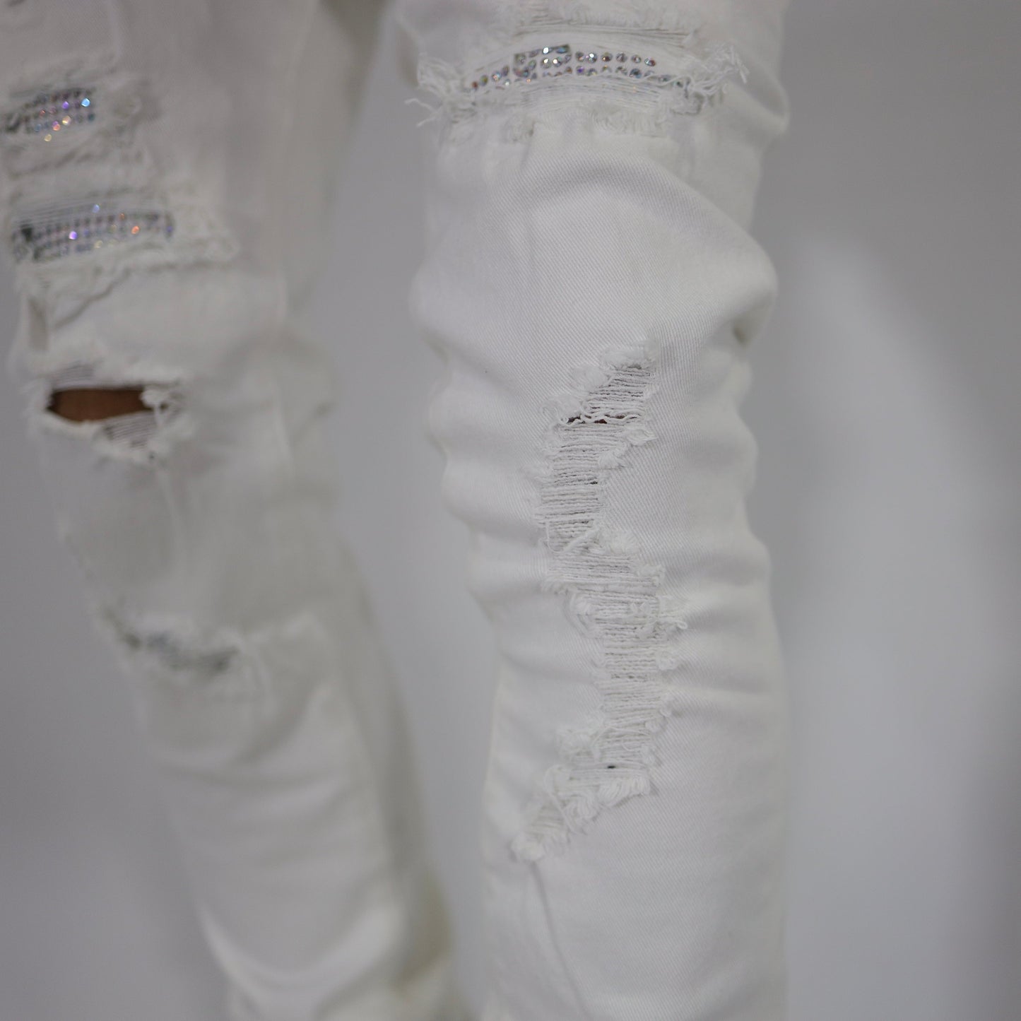 White swarovski jeans