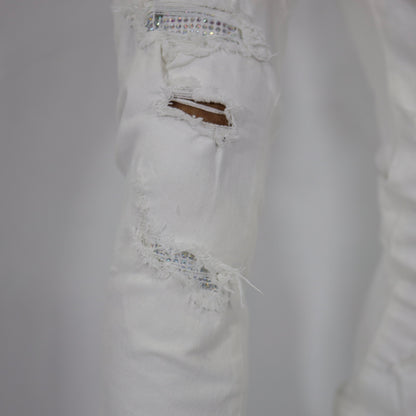 White swarovski jeans