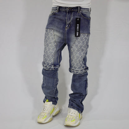Blue swarovski flare jeans