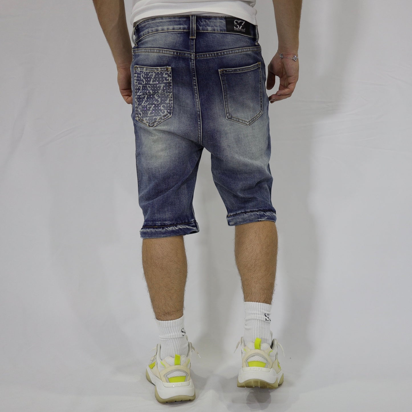 Blue swarovski flare jeans