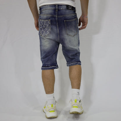 Blue swarovski flare jeans