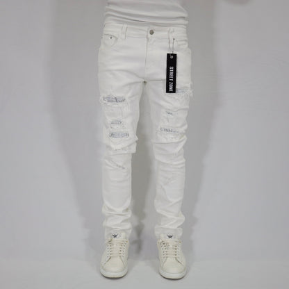 White swarovski jeans