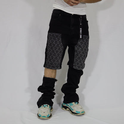 Black swarovski flare jeans