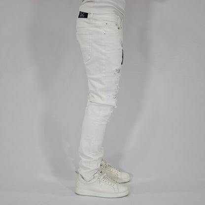 White swarovski jeans