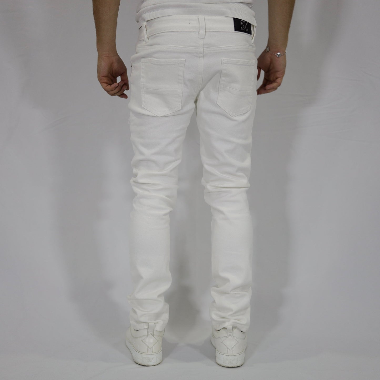 White swarovski jeans