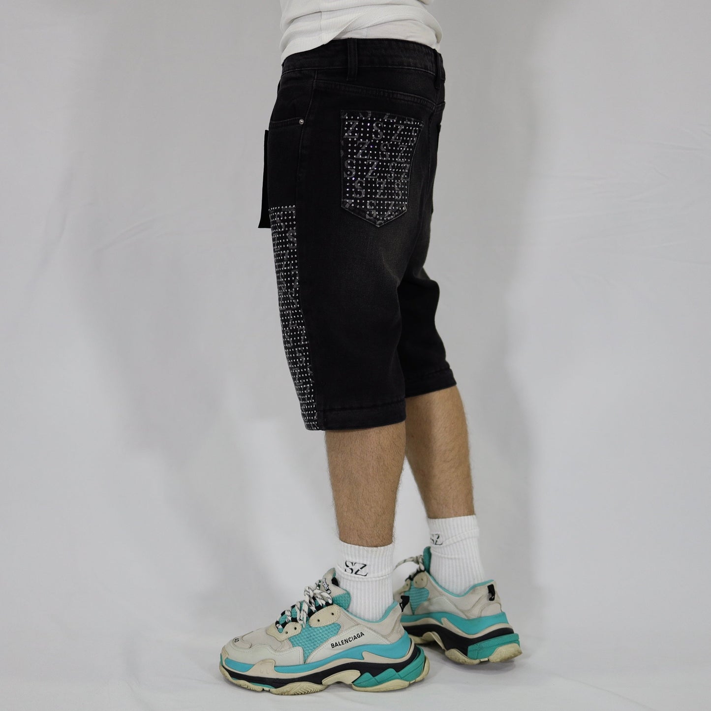 Black swarovski flare jeans