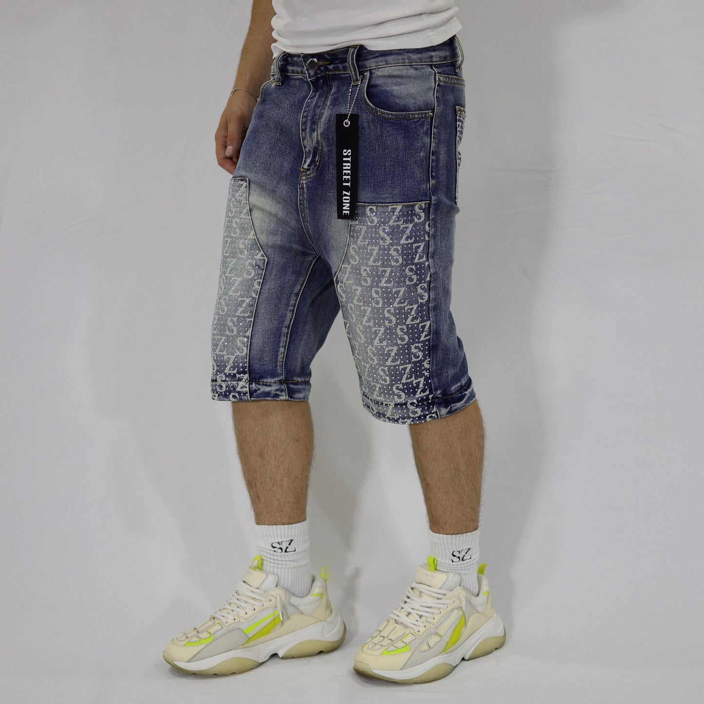 Blue swarovski flare jeans