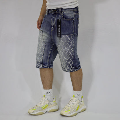 Blue swarovski flare jeans