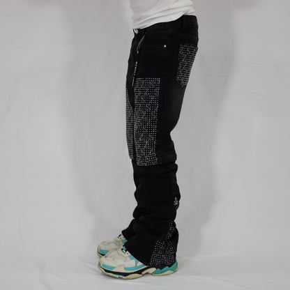 Black swarovski flare jeans