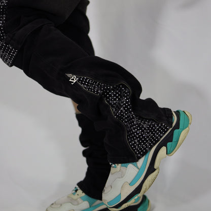 Black swarovski flare jeans