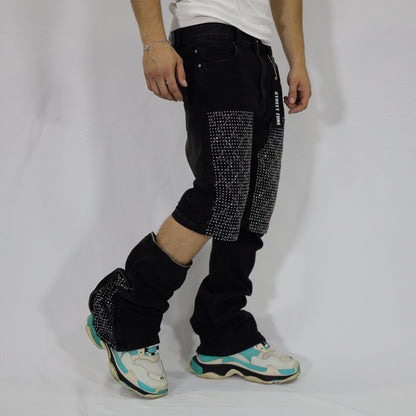 Black swarovski flare jeans