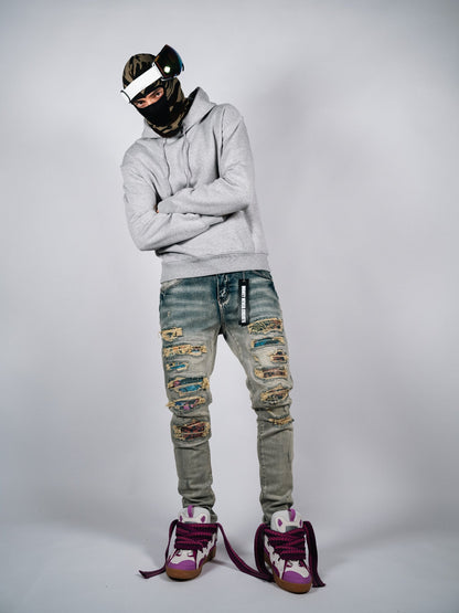 Blue Multicolor Denim
