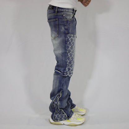 Blue swarovski flare jeans