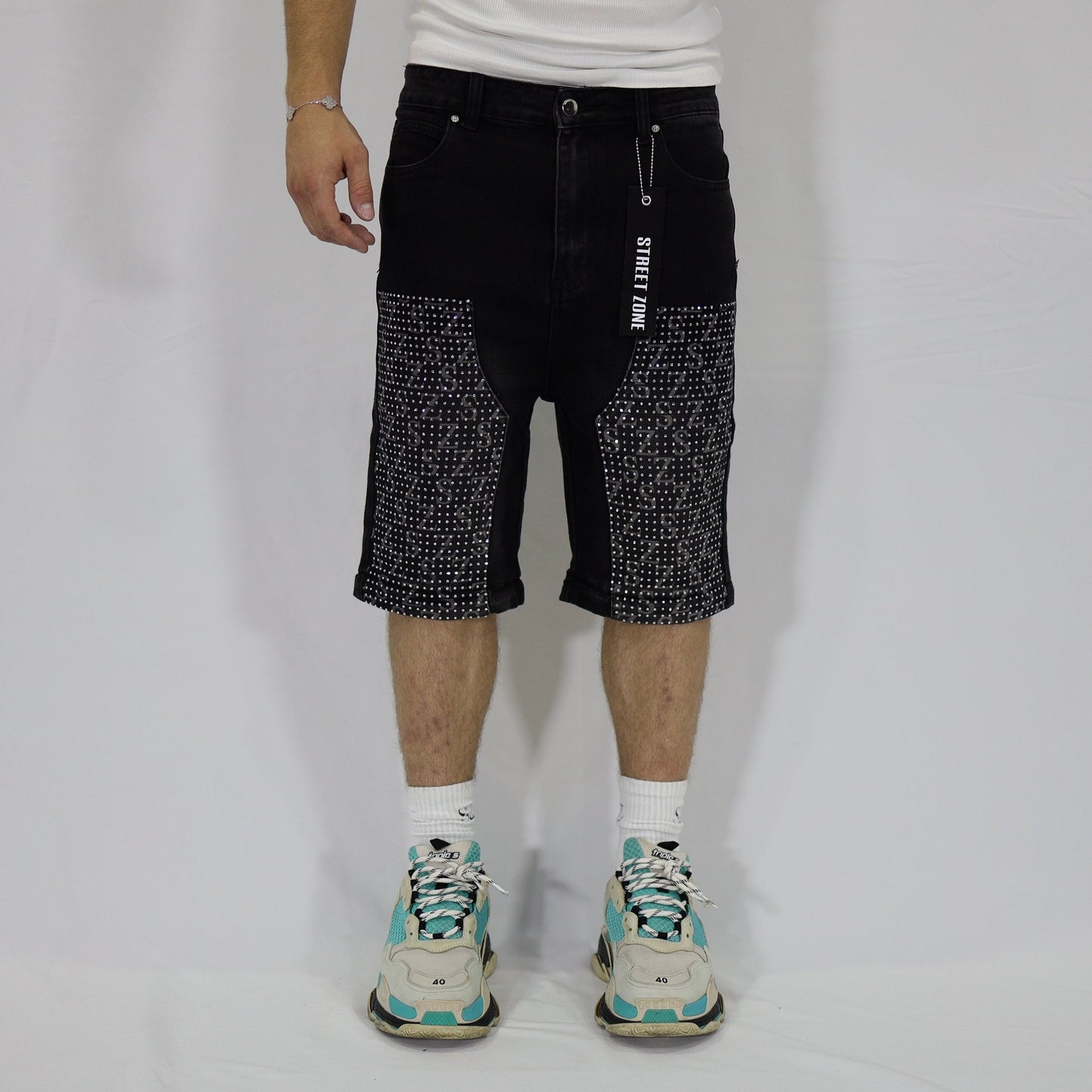 Black swarovski flare jeans