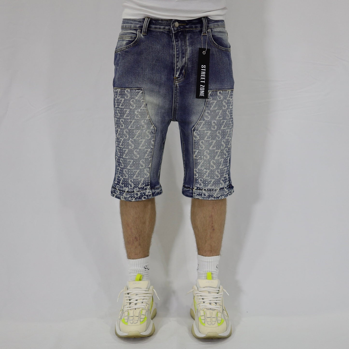 Blue swarovski flare jeans