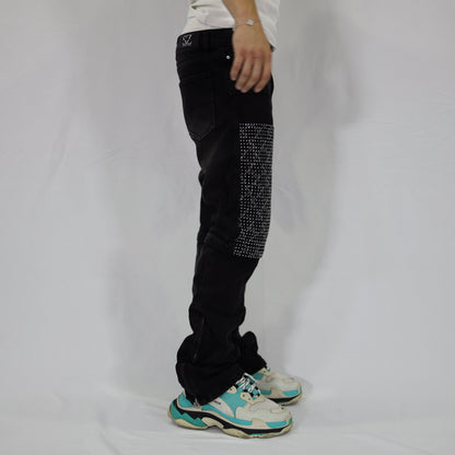 Black swarovski flare jeans