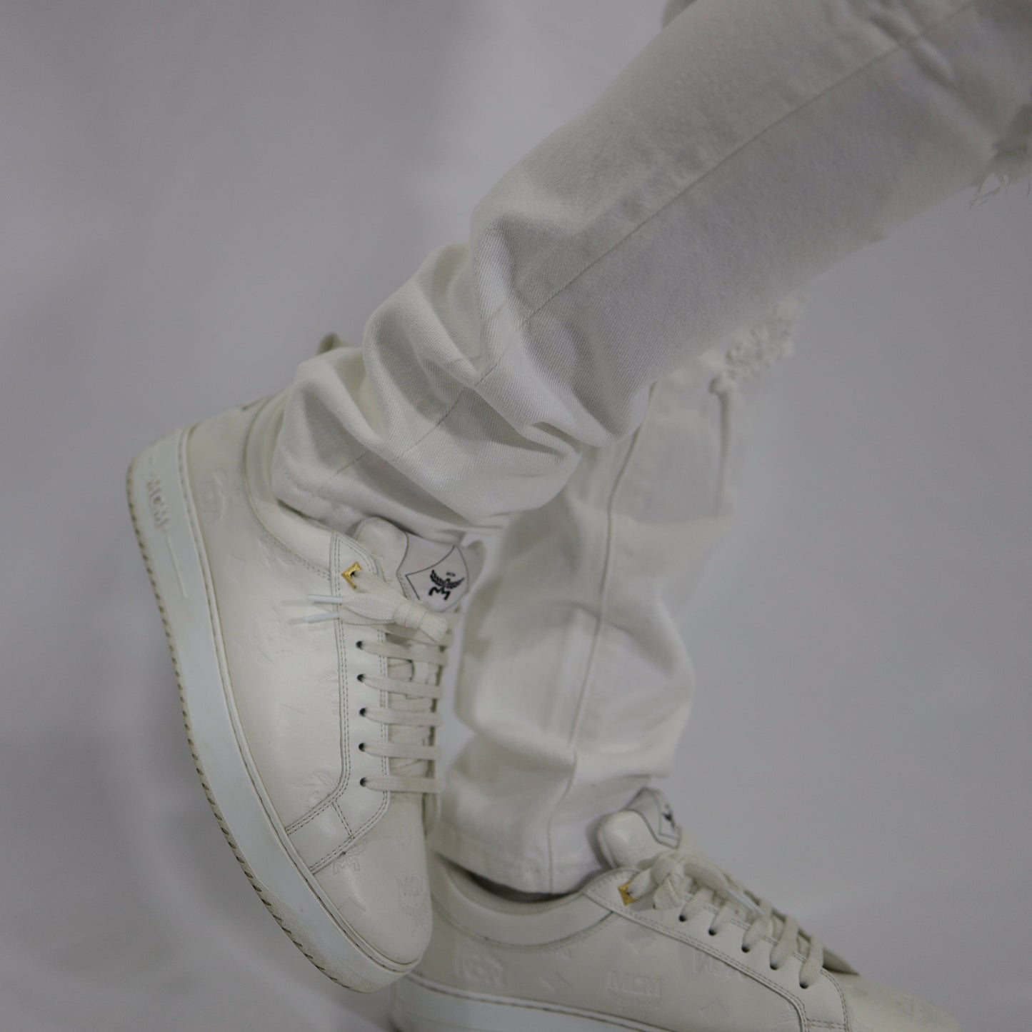 White swarovski jeans