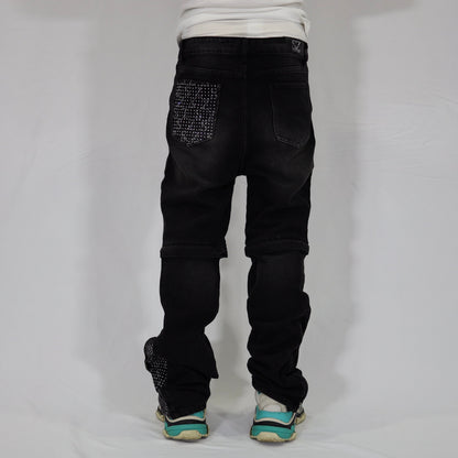 Black swarovski flare jeans