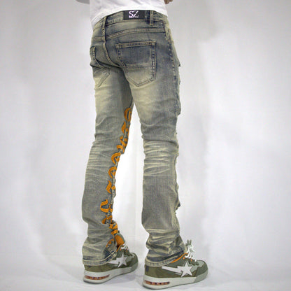 STREET ZONE ORANGE FLARE JEANS
