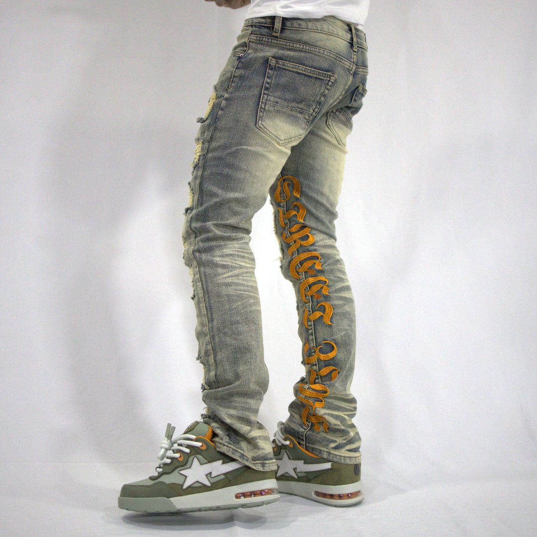 STREET ZONE ORANGE FLARE JEANS