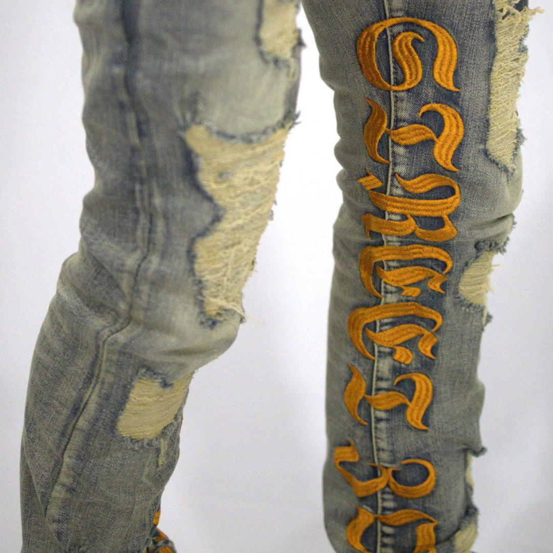 STREET ZONE ORANGE FLARE JEANS