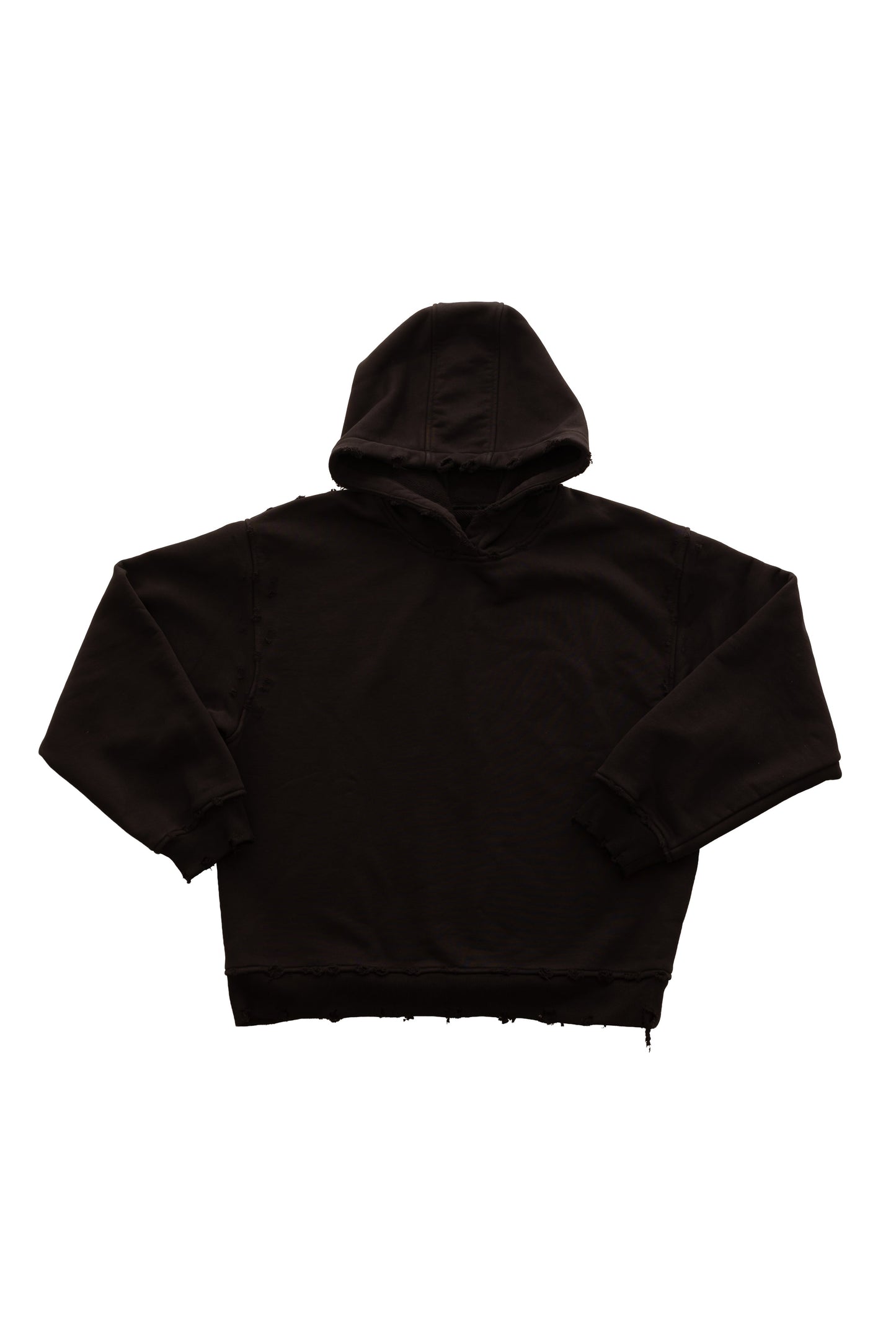 Hanorac Archived Black Hoodie din bumbac 500gsm, vedere spate cu detalii raw