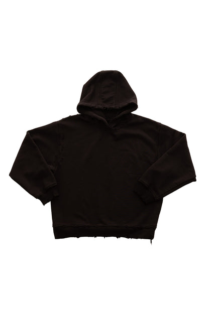 Hanorac Archived Black Hoodie din bumbac 500gsm, vedere spate cu detalii raw