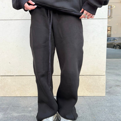 detaliu talie blackout joggers negri fit baggy 380 gsm