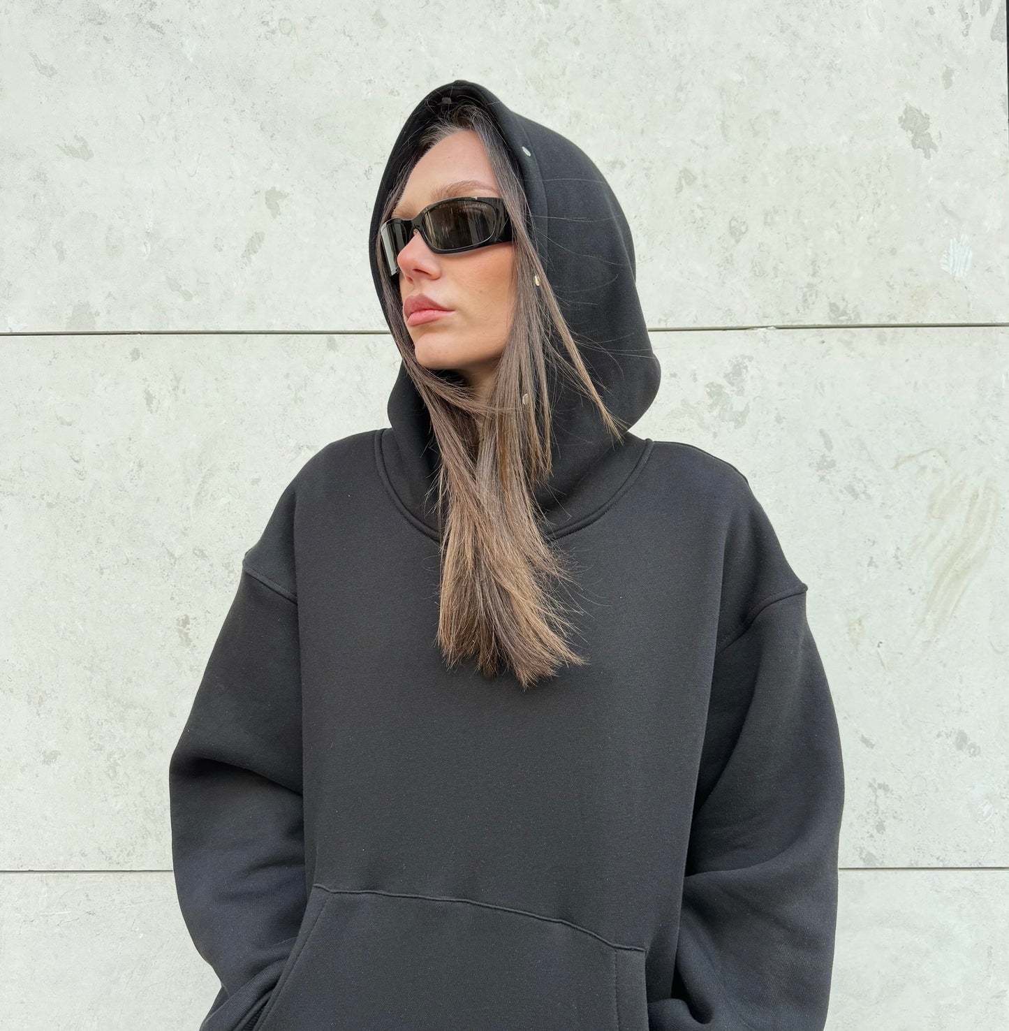 blackout hoodie oversized 500 gsm din set streetwear