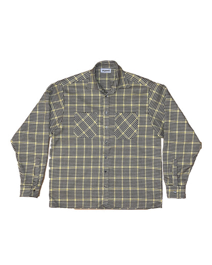 Gridline Yellow Shirt oversized în carouri galben-negru, vedere frontală flat, ONE SIZE, estetică industrială Skyweb